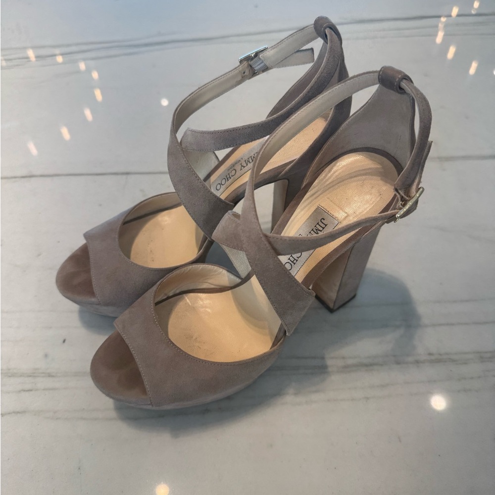 Jimmy Choo Taupe Suede Heels